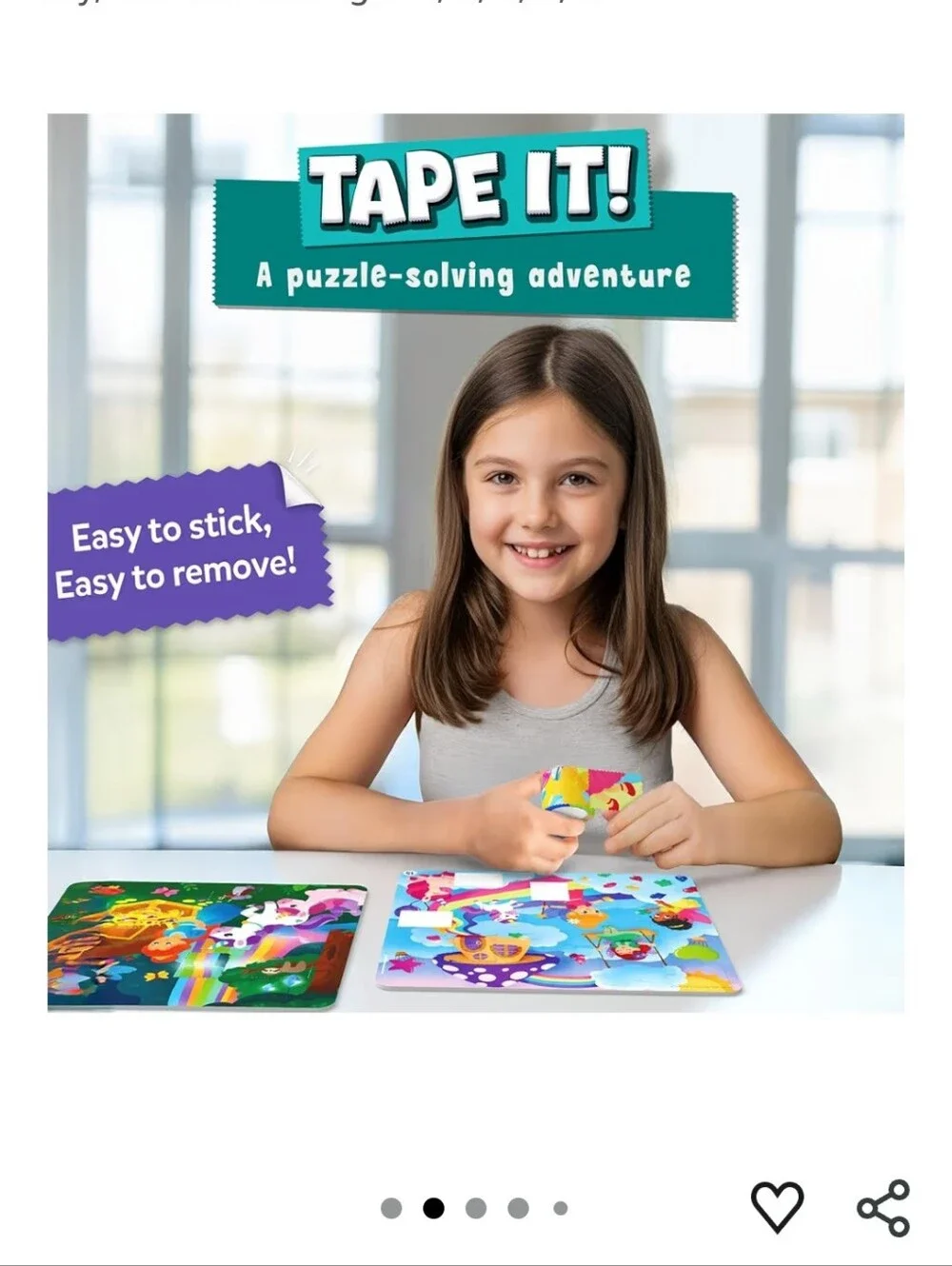 Tape It! Unicorns & Princesses Sticker Puzzle Activity - Pink